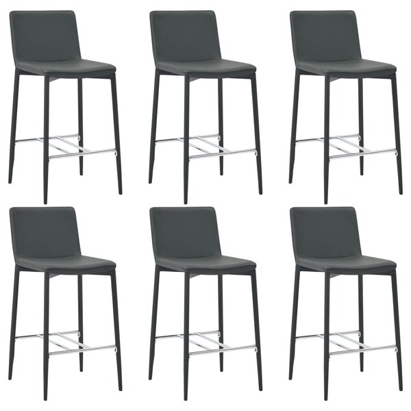 Krzesła barowe, 6 szt., szare, sztuczna skóra