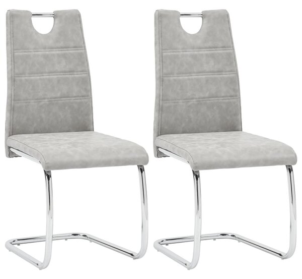 Krzesła jadalniane, 2 szt., jasnoszare, sztuczna skóra