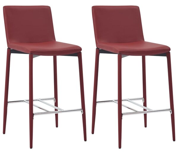 Krzesła barowe, 2 szt., winna czerwień, sztuczna skóra