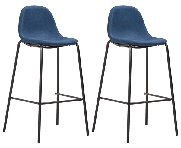 Krzesła barowe, 2 szt., niebieskie, tapicerowane tkaniną