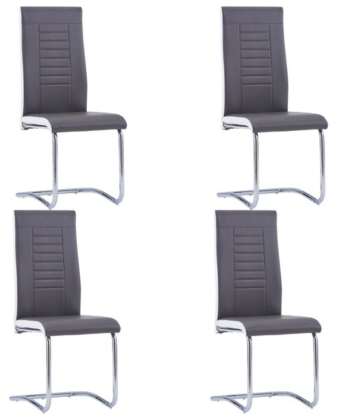 Krzesła stołowe, wspornikowe, 4 szt., szare, sztuczna skóra