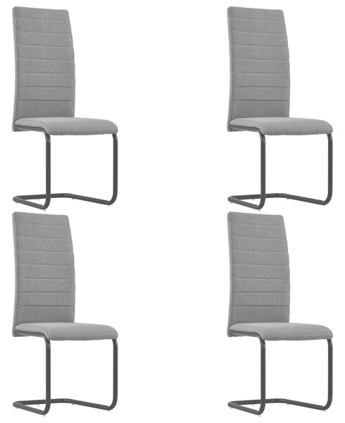 Krzesła stołowe, wspornikowe, 4 szt., jasnoszare, tkanina