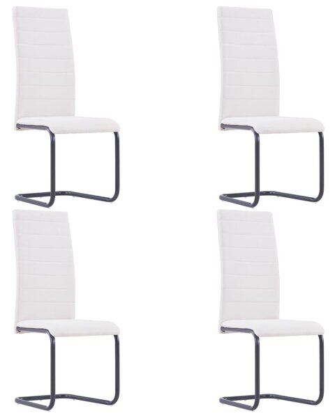 Krzesła stołowe, wspornikowe, 4 szt., kremowe, tkanina
