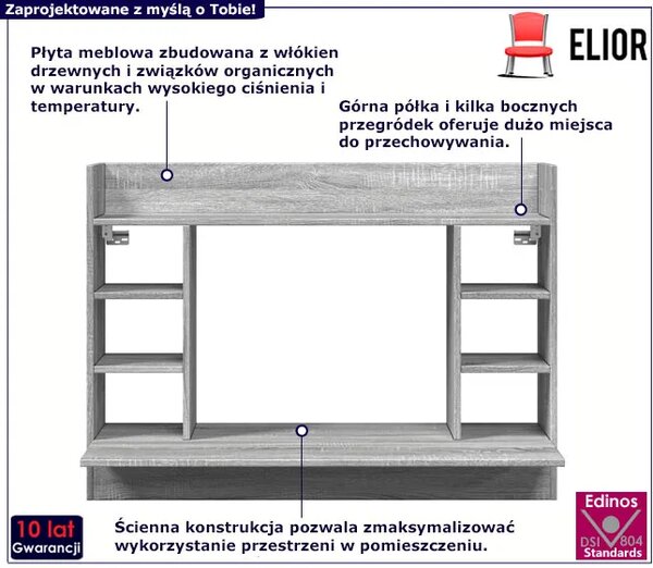 Minimalistyczne ścienne biurko szary dąb T0-W55
