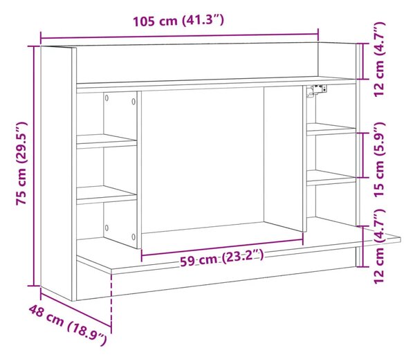 Minimalistyczne ścienne biurko szary dąb T0-W55