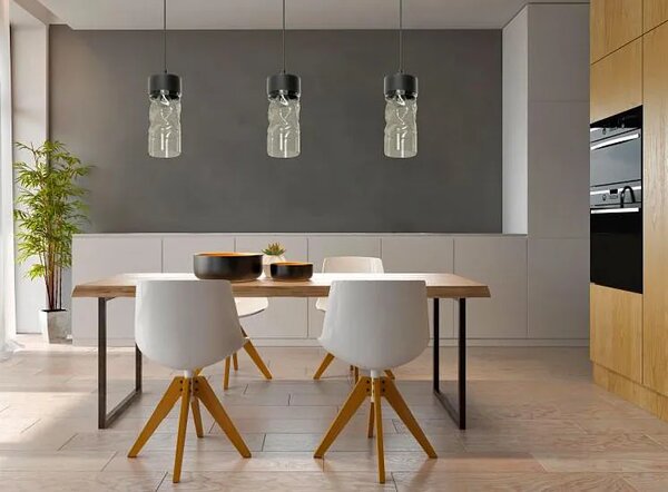 Szklana potrójna lampa wisząca nad stół - 3X EX501 M9-Z70