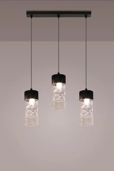 Szklana potrójna lampa wisząca nad stół - 3X EX501 M9-Z70