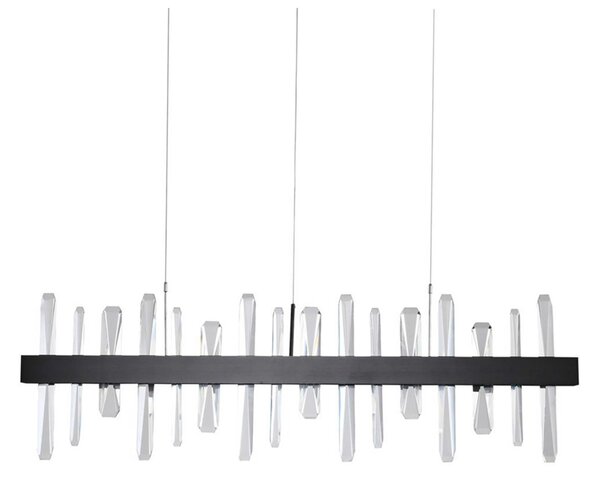 Lampa wisząca Arctic LED czarna, z kryształami, kryształowy żyrandol do salonu, jadalni
