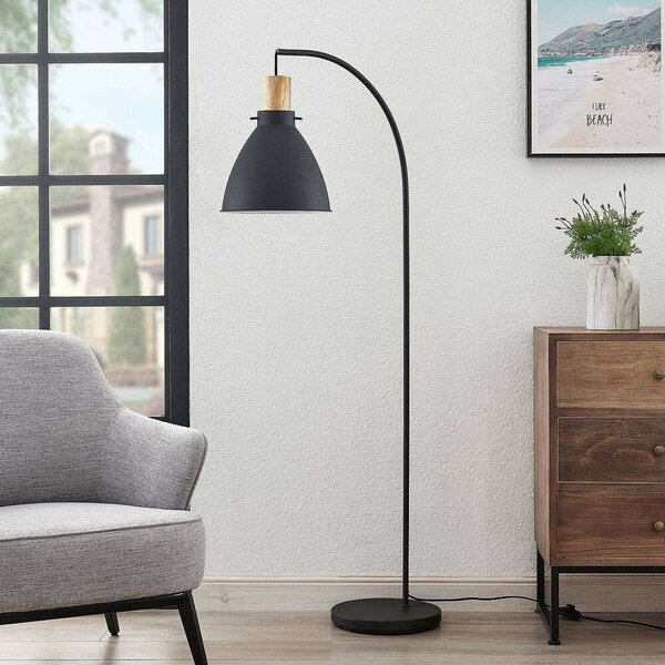 Lindby - Trebale Lampa Podłogowa Black/Light Wood