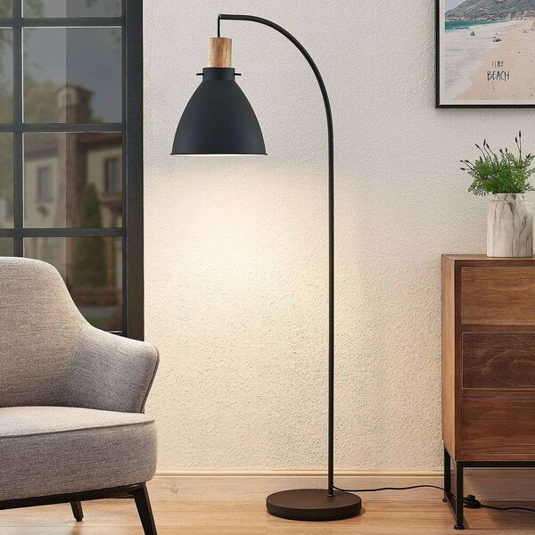 Lindby - Trebale Lampa Podłogowa Black/Light Wood