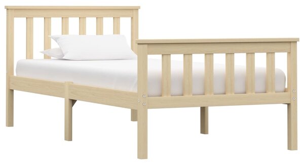 Rama łóżka, naturalna, jasne, lite drewno sosnowe, 100 x 200 cm