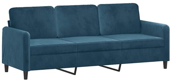 Sofa 3-osobowa, niebieski, 180 cm, tapicerowana aksamitem
