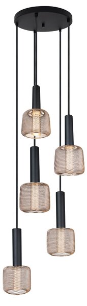 Lampa wisząca Mesh PO439, lampa pięciopunktowa, loftowa, żarówki