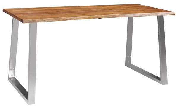Stół jadalniany, 160 x 80 x 75 cm, lite drewno akacjowe i stal