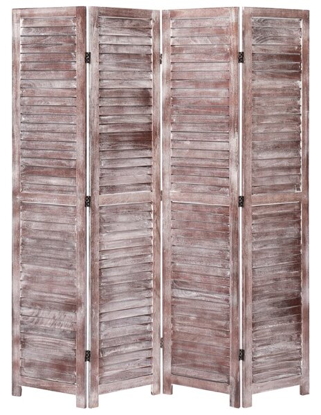 Parawan 4-panelowy, brązowy, 140 x 165 cm, drewniany