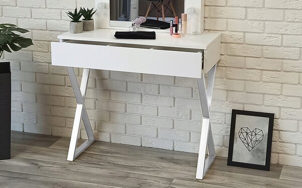 Toaletka "VOGA" z lustrem "MILA" biała mat, 90cm, biały X