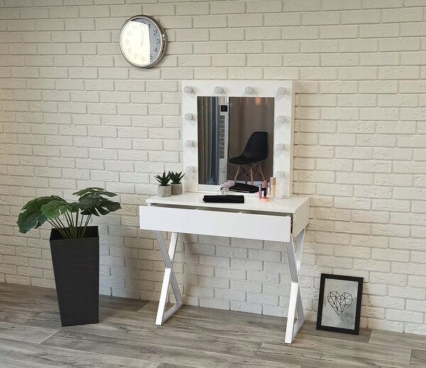 Toaletka "VOGA" z lustrem "MILA" biała mat, 90cm, biały X
