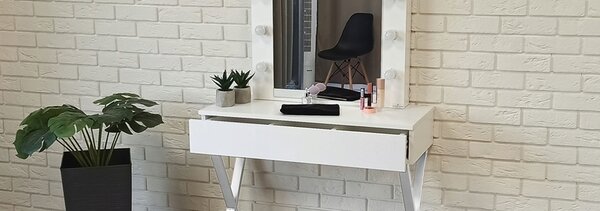 Toaletka "VOGA" z lustrem "MILA" biała mat, 90cm, biały X