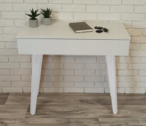 Toaletka / konsola "VOGA" biała mat 90cm, białe nóżki