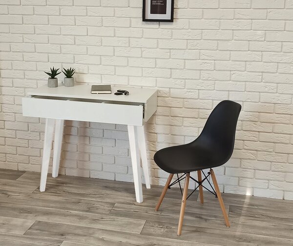 Toaletka / konsola "VOGA" biała mat 90cm, białe nóżki