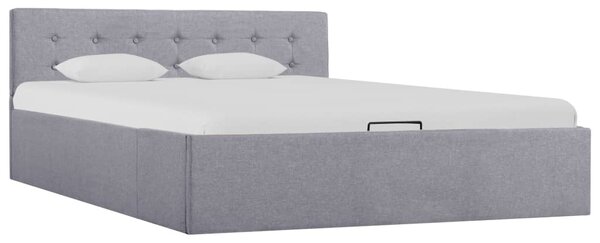 Rama łóżka z podnośnikiem, jasnoszara, tkanina, 140 x 200 cm