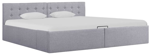 Rama łóżka z podnośnikiem, jasnoszara, tkanina, 180 x 200 cm