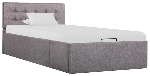 Rama łóżka z podnośnikiem, taupe, tkanina, 100 x 200 cm