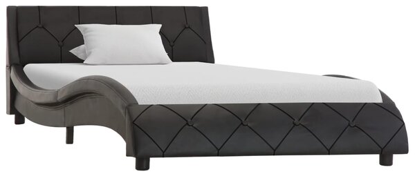 Rama łóżka, czarna, sztuczna skóra, 100 x 200 cm