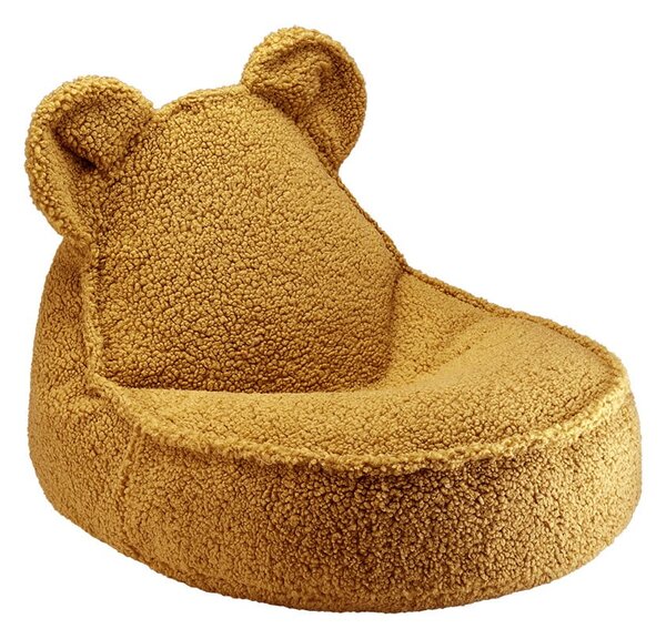 Brązowy dziecięcy worek do siedzenia z materiału bouclé Bear – Wigiwama