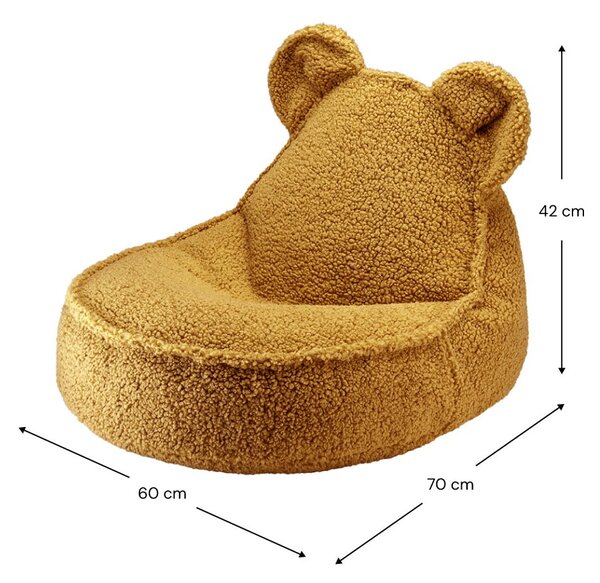 Brązowy dziecięcy worek do siedzenia z materiału bouclé Bear – Wigiwama