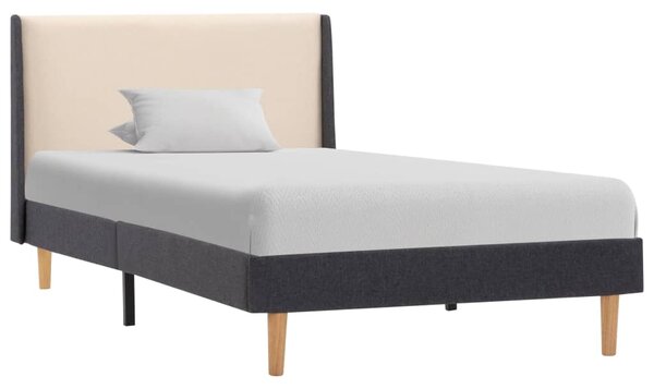 Rama łóżka, kremowa, tapicerowana tkaniną, 90 x 200 cm