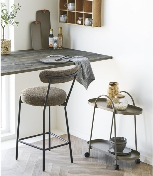 Brązowy tapicerowany hoker (wysokość siedziska 65 cm) Badalona – House Nordic
