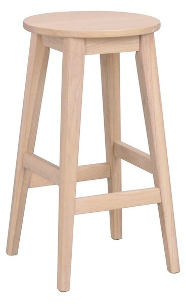 Hoker z litego drewna dębowego w naturalnym kolorze (wysokość siedziska 65 cm) Austin – Rowico