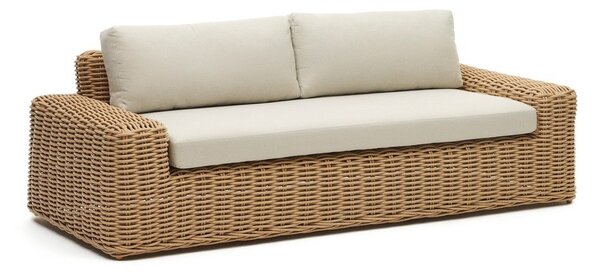 Kremowo-naturalna sofa ogrodowa ze sztucznego rattanu Portlligat – Kave Home