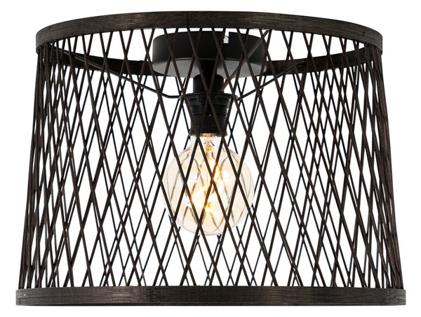 Rustykalny plafon czarny rattanowy 40 cm IP44 - Calamus
