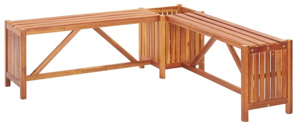 Ogrodowa ławka narożna z donicą, 117x117x40 cm, drewno akacjowe