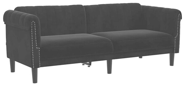 Sofa 3-osobowa, czarna, tapicerowana aksamitem