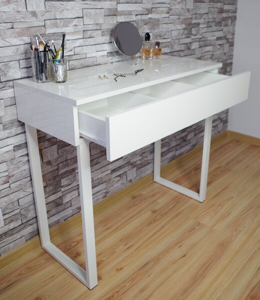Toaletka / konsola "VOGA" biała połysk 90cm, białe U