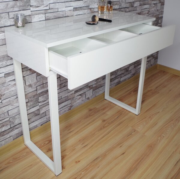 Toaletka / konsola "VOGA" biała połysk 90cm, białe U