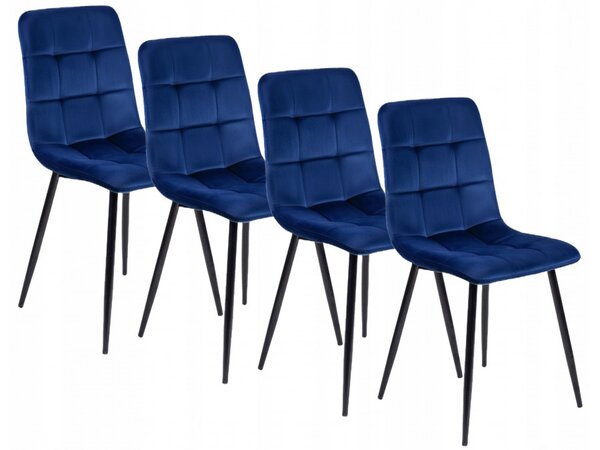 4 Krzesła Tapicerowane PERU Granatowe