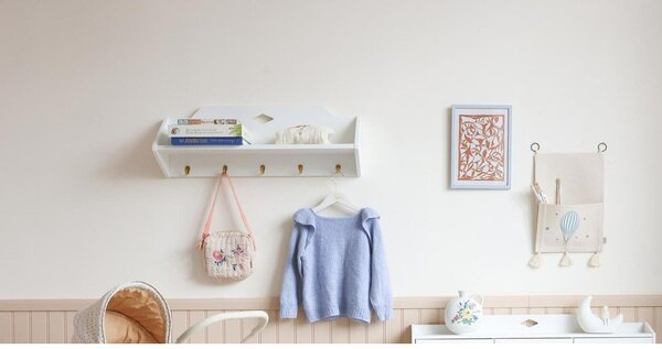 Biały wieszak dziecięcy ścienny 75x27 cm Luca – Cam Cam Copenhagen
