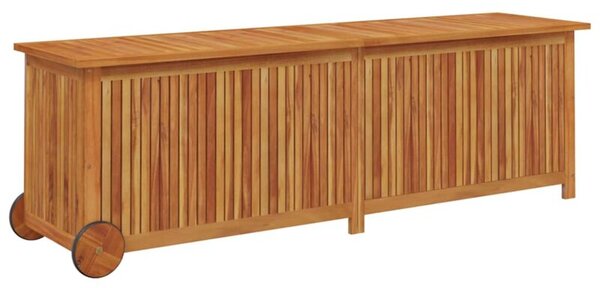 Skrzynia ogrodowa na kółkach, 150x50x58cm, lite drewno akacjowe