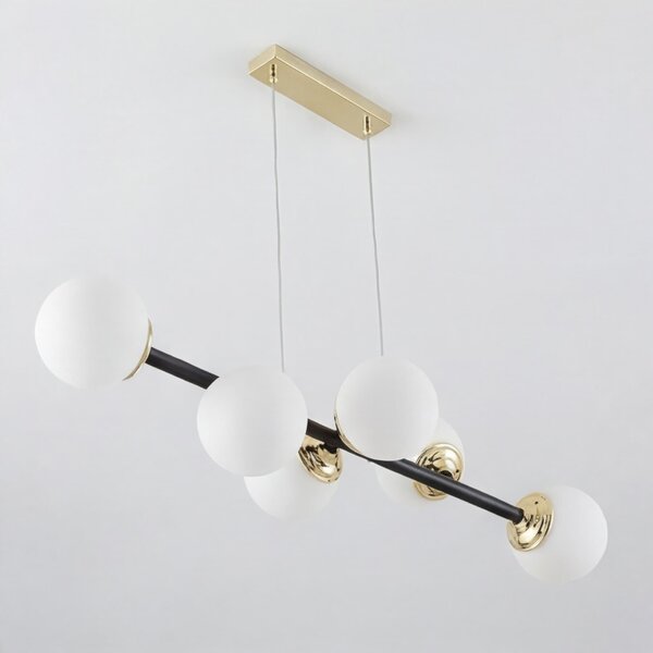 NOWOCZESNA LAMPA WISZĄCA CZARNO-ZŁOTA FINO W6