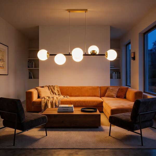 NOWOCZESNA LAMPA WISZĄCA CZARNO-ZŁOTA FINO W6