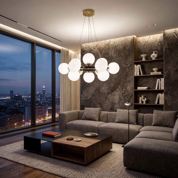 NOWOCZESNA LAMPA WISZĄCA CZARNO-ZŁOTA LEDO W12