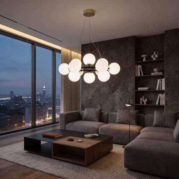 NOWOCZESNA LAMPA WISZĄCA CZARNO-ZŁOTA LEDO W12