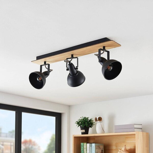 Lindby - Aylis 3 Lampa Sufitowa Black/Wood