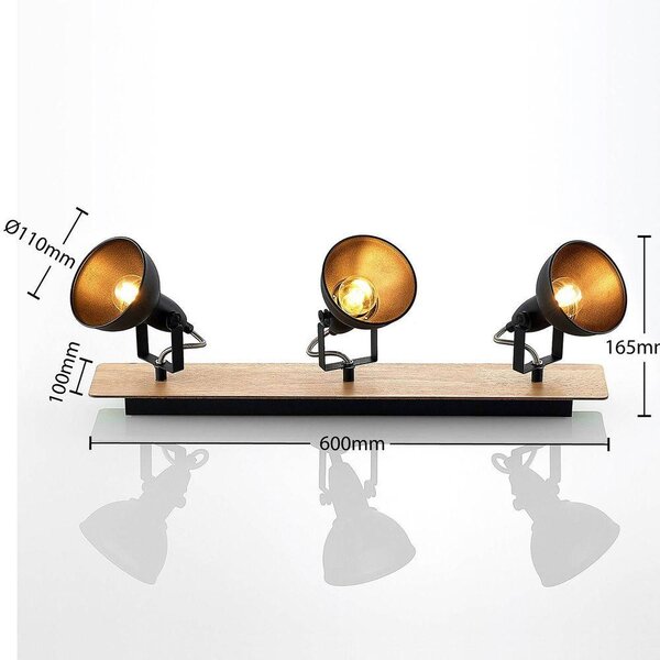 Lindby - Aylis 3 Lampa Sufitowa Black/Wood