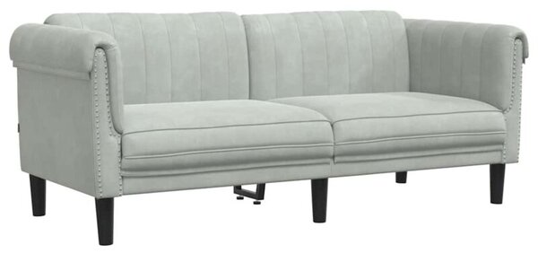 Sofa dwuosobowa, jasnoszara, aksamit
