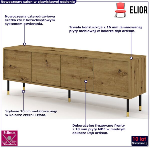 Frezowana szafka rtv dąb artisan R0-B50